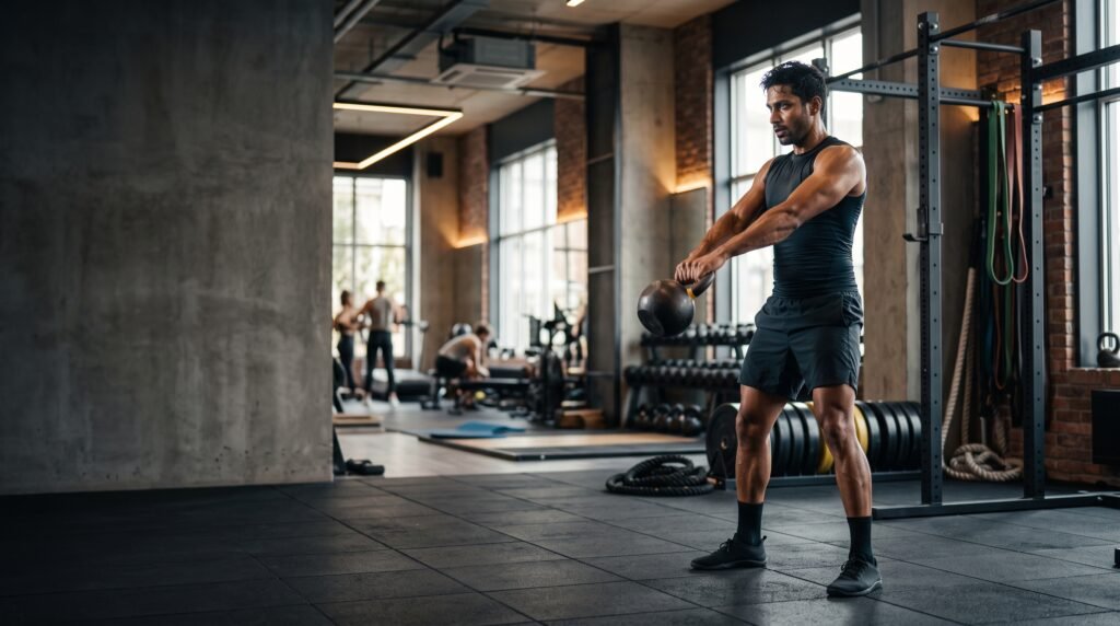 Athlete training in a premium gym