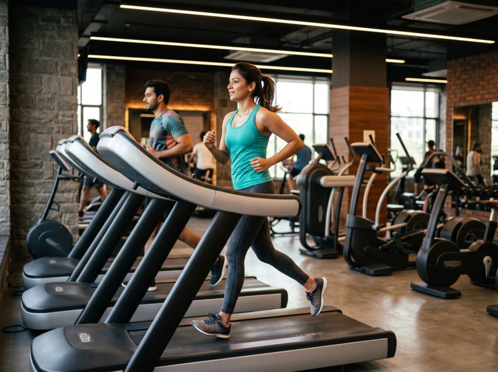 Members doing cardio training in a modern gym