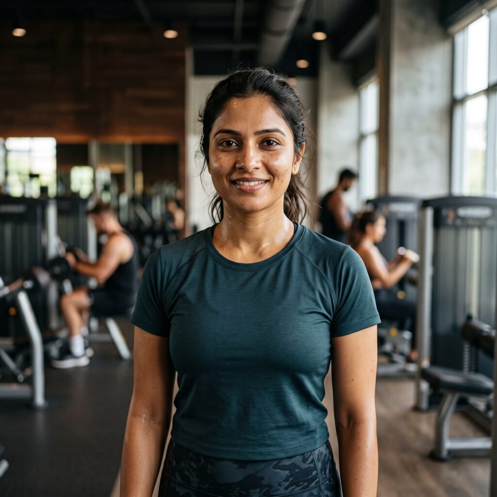 Portrait of a satisfied female gym member