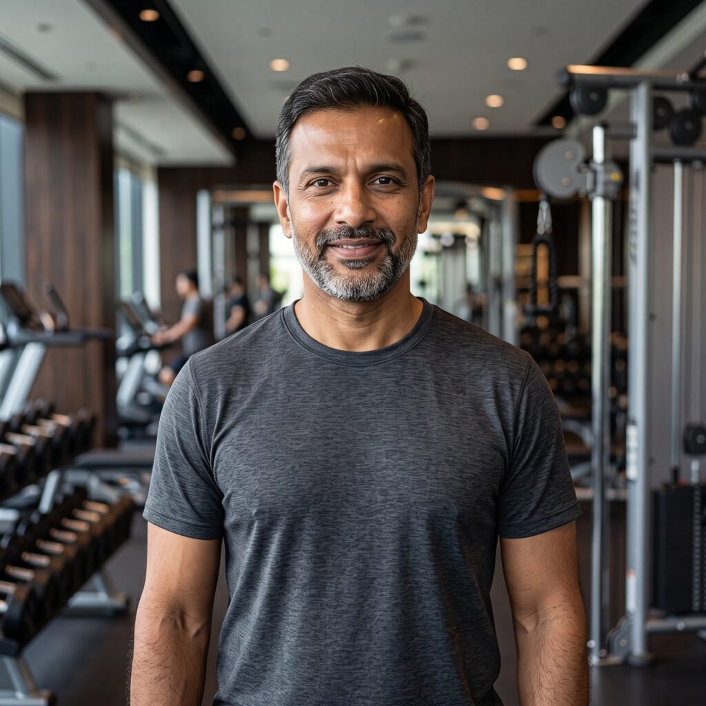 Portrait of a mature satisfied gym member